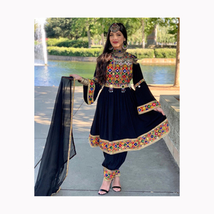 Handmade Balochi Culture Dress Afghani Style Long Jacket - Vintage Kuchi Jacket Indo Western Fashion Wear Embroidered Jacket