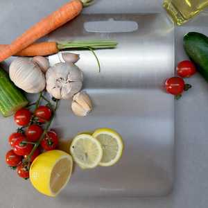 Tabla de cortar de acero inoxidable, tabla de preparación de cocina personalizada, duradera, ligera, apta para lavavajillas, 4mm de espesor - Product Image 3