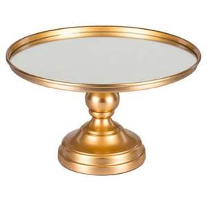 Support à gâteau en métal de haute qualité avec finition dorée antique, plateau miroir brillant, présentoir à desserts pour hôtels de luxe, pâtisseries, support à gâteau - Product Image 1