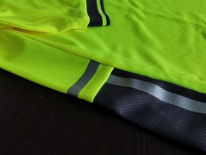 Hola Viz, manga corta, tiras reflectantes, cuello de contraste de alta visibilidad, logotipo personalizado, polos de retazos para hombres, uniformes de seguridad - Product Image 5