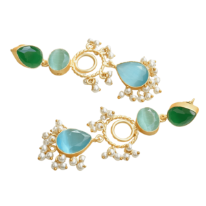 Pendientes de Latón Natural, Hechos a Mano, con Piedras Semipreciosas, Chapados en Oro de Alto Pulido, Diseño Boho Chic, Listos para Enviar al por Mayor - Product Image 3