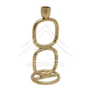 Candelabro de Metal Texturizado Dorado de Lujo al por Mayor, Diseño Abstracto de Figura 8, Portavelas Cónico, Elegante para Bodas y Fiestas - Product Image 1