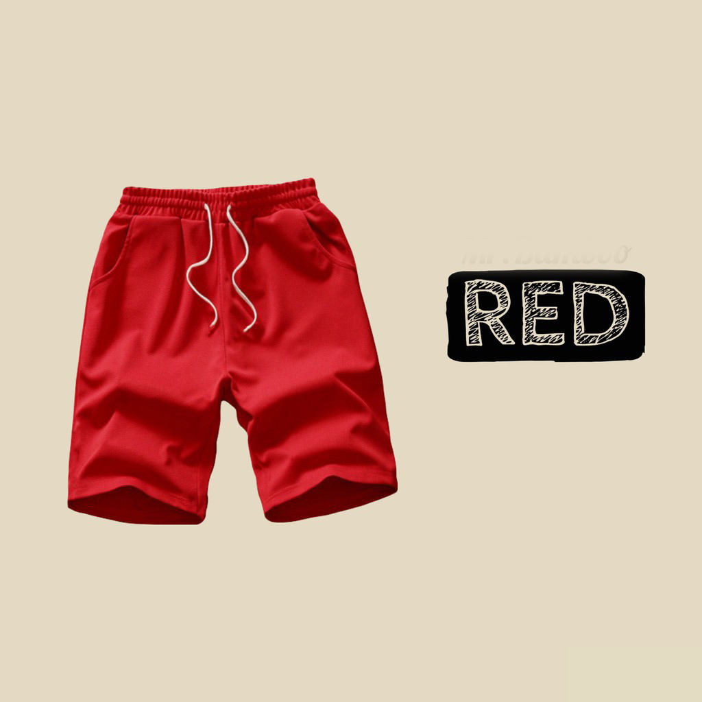 กางเกงขาสั้นตาข่ายสีแดง