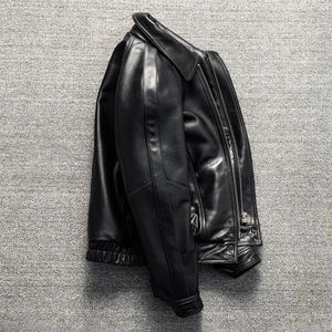 Veste en cuir pour homme de haute qualité, personnalisée, rembourrée de coton, 100% cuir véritable, nylon, fermeture éclair, style vintage, décontractée - Product Image 4