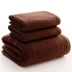Ensemble de serviettes de bain en coton gaufré marron, couleur unie, rectangulaires, pour usage domestique, taille adulte - Product Image 2