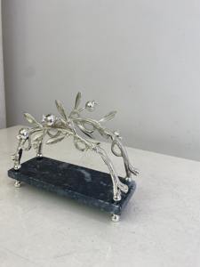 Artistic Pomegranate Design Curved <b>Napkin</b> Holder with Marble Base Perfect for Home Decor Party Hosting and Gifting Purpose Idea - Product Image 1