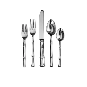 Ensemble de couverts à manche en forme de bambou couteau à dîner en acier inoxydable cuillère fourchette maison cuisine restaurant vaisselle mariage événement décor - Product Image 1