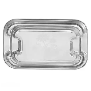 Bandeja de metal con acabado plateado Forma rectangular Diseño elegante Buena calidad Manija de dos lados para servir en hotel y restaurante - Product Image 2