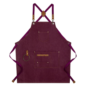 Venta caliente Cocinar Impresión personalizada Tela de algodón Logo Babero de longitud completa Mujeres Delantales largos con dos bolsillos - Product Image 4