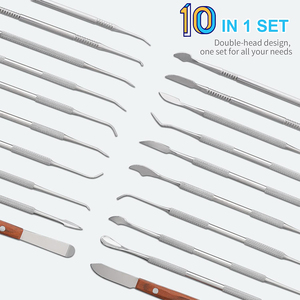 Raspadores dentales de alto grado, juego de 10 Uds., cuchillo de escultura de dentista de acero y Metal, juego de herramientas de tallado de cera quirúrgica - Product Image 4