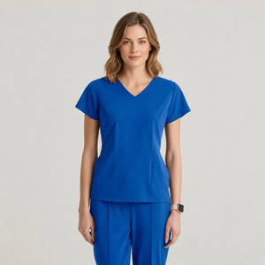 Ensemble de blouses et pantalons tissés YUHONG anti-rides à col en V et manches courtes pour femmes, idéal pour les salons de beauté et les spas - Product Image 2