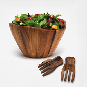 Cuencos para servir frutas y ensaladas, cuenco de verduras de madera natural, vajilla de madera para comidas veganas de Vietnam - Product Image 2