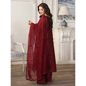 Ensemble de costume pour femme Mohagani en 3 pièces, imprimé et brodé, comprenant un dupatta brodé en organza et un pantalon imprimé - 003 - Product Image 6