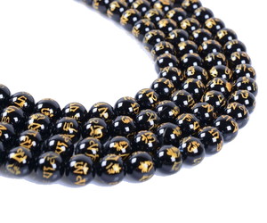 Cuentas de Piedra de Obsidiana Negra, Cuentas Om Mani, Hilo de Piedras, Joyería de Piedras Preciosas Sueltas, Collar de Cristal Natural Curativo, Mayorista - Product Image 6