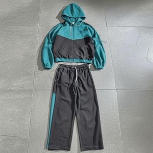 Embroidery 2 Piece <b>Oversized</b> Heavy Weight Custom Logo <b>Sweatpants</b> and Hoodie Set Unisex High Quality Baggy Tracksuits for Men - Product Image 1