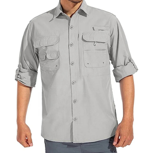 Otoño última camisa delgada suave camisas de manga larga de algodón Casual Slim Fit camisa para hombres tela de sarga tejida 100% poliéster - Product Image 1