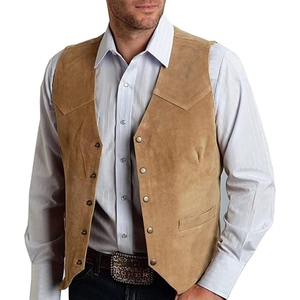 Gilet de moto en cuir véritable fait main de style cowboy, conçu pour les motards à la recherche de résistance durable, design classique - Product Image 2