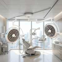 Lámpara Quirúrgica LED de Techo sin Sombra, 160000 Lux, Osram, Doble Cúpula, Temperatura de Color Ajustable, para Hospital, Clínica, Quirófano