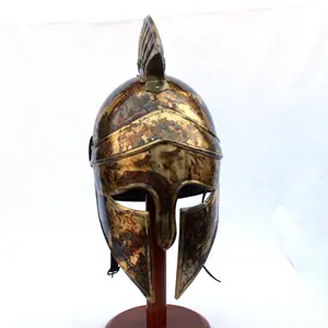Caschetto Corinthian Designer di guerra medievale in acciaio con protezione per la testa in pelle all'interno