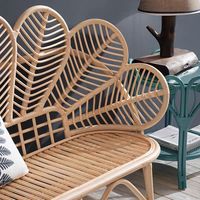 Handgefertigtes Rattan-Sofa in Blattform, Natürlich Gewebte Bank für Innen- und Außenbereich