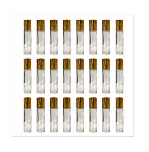 Flacon à bille rechargeable de 6 ml pour parfum, anti-fuite, en verre transparent, vide, avec bille en plastique et bouchon doré, 24 pièces - Product Image 1