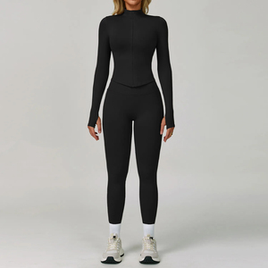 Conjunto Deportivo de 2 Piezas para Mujer, Talla Grande, Transpirable, con Logotipo Frontal, Diseño sin Costuras - Product Image 2
