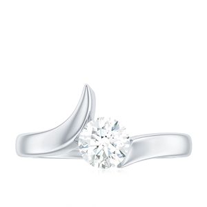 Round Cut <b>Solitaire</b> \ Bypass Engagement <b>Ring</b> \\ 925 Sterling <b>Silver</b> - Product Image 4