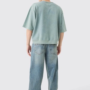 Camiseta de calle de gran tamaño personalizada de alta calidad con lavado ácido para hombre al por mayor 100% algodón transpirable secado rápido verano liso - Product Image 5