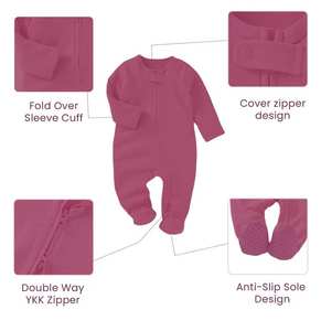 Mameluco ecológico para bebé con pie Mono con cremallera de algodón orgánico para recién nacidos Disponible en tarifas directas de fábrica - Product Image 5