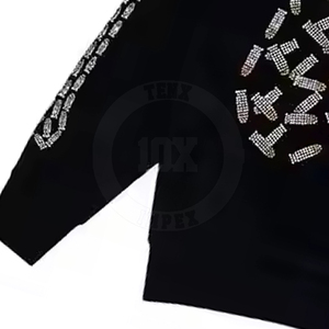 Precio al por mayor MOQ bajo Hombres Rhinestone Sudaderas con capucha Nueva llegada Tela cómoda Algodón Mezclado Sudaderas con capucha - Product Image 4