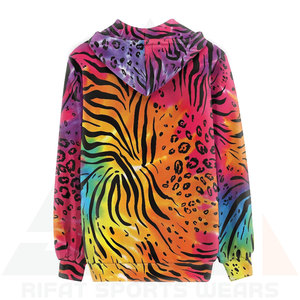 Sudadera con Capucha de Invierno para Mujer, Estampado Animal Tie-Dye Arcoíris Premium, Tejido de Rizo, Colorida, Ligera y Cómoda - Product Image 2