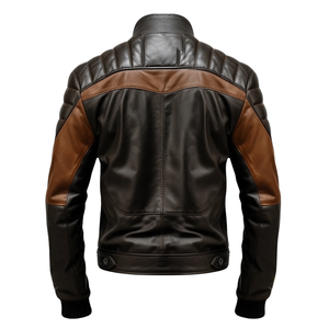 Chaqueta de motociclista de cuero genuino negro y granate para hombre con chaqueta de moto de cuero de carreras protegida por CE blindada para hombre - Product Image 4