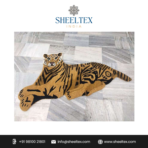 Fournisseur indien de tapis de zone imprimé tigre touffeté en laine disponible au prix - Product Image 2