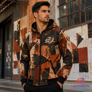 ผู้ผลิตเสื้อฮู้ดแฟชั่นตามสั่ง Copper Street Art ลายพิมพ์เต็มตัว เสื้อสเวตเชิ้ตผ้าฟลีซแบบซิปเต็มตัว ขายส่งแบบ OEM - Product Image 3