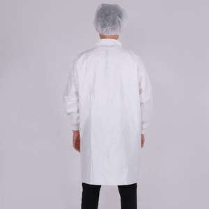 Bata blanca de laboratorio con puños elásticos Ropa de trabajo de manga larga para estudiantes masculinos Ropa de seguridad para experimentos químicos médicos - Product Image 2
