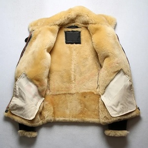 Blanked Bomber-Shearing Laine-Noir Chaud Casual Hommes Shorts-Styles Vestes En Cuir Véritable Fourrure Manteaux En Peau De Mouton - Product Image 3