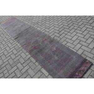 Vintage 2.4 X 13.1ft tapis turc violet Beige Patchwork laine grande surface classique Rectangle abstrait Latex pour couloir chambre tapis - Product Image 4