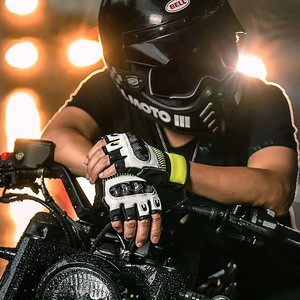 Mitad Vinger Motorhandschoenen Zomer Heren Vingerloze Handschoenen Leer Vintage Fietsen Biker Guantes de moto Protección - Product Image 2