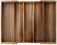 Tiroir de cuisine en bois d'acacia de luxe en gros Organisateur pour couverts ustensiles Plateau réglable Tiroir de cuisine Boîte de rangement
