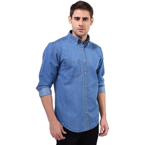 Camisa informal de manga larga de mezclilla de algodón para hombre calidad al por mayor OEM cantidad a granel de moda diseño personalizado Digital Plus OEM - Product Image 4