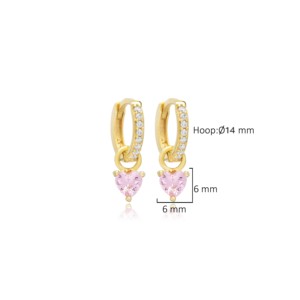 ต่างหูห้อยหิน CZ สีชมพูเครื่องประดับเงินทำด้วยมือสไตล์ตุรกี925สเตอร์ลิงขายส่งเครื่องประดับที่ดี - Product Image 6