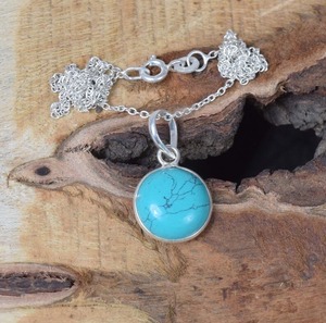 Bijoux pendentif classiques pour femmes, style bohème, bijoux en argent sterling 925, pierre précieuse turquoise, pendentif fait à la main, cadeau pour femme - Product Image 4