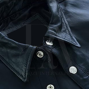 Meilleure vente en stock Chemise en cuir pour hommes Chemise en cuir respirante de haute qualité pour hommes quantité minimale de commande bas - Product Image 5