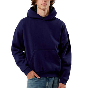 Sweat à capuche en éponge française surdimensionné personnalisé col montant épaule tombante Streetwear sweats vierges hiver Oem Logo Hoodies - Product Image 2