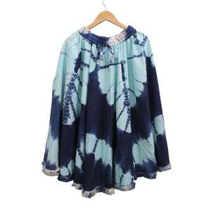 Women's <b>Boho</b> Summer <b>Skirt</b> Elastic Waist Breathable Indigo Tie-Dye Prints Hippie Casual Style - Product Image 4