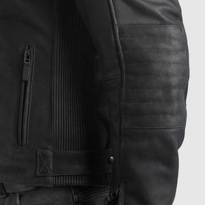 2024 vente directe d'usine haute rue Style hommes veste en cuir plaine blanc hiver moto veste avec fermeture éclair col montant - Product Image 4