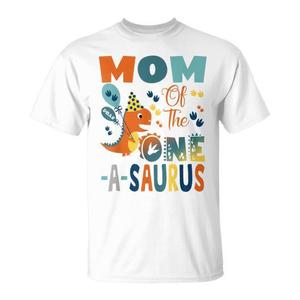 Maglietta promozionale per la festa dei dinosauri per il secondo compleanno di Mom of the One-A-Saurus - Product Image 1