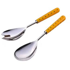 Star End Handle Spoon and <b>Salad</b> <b>Server</b> High Quality Steel Cutlery Metal Serve Ware Mirrored Luxury <b>Salad</b> <b>Server</b> - Product Image 5