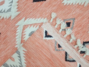 Geometric Pattern Cotton <b>Flat</b> Weave <b>Rug</b> Rectangle Bohemian Style Handmade with Tassels for Living Room Home Use - Product Image 3