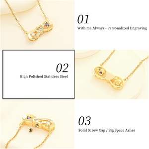 Gold Infinity Love Urn Pendant Stainless Steel Snake Chain Cremation Jewelry for <b>Ashes</b> Woman Keepsake <b>Necklaces</b> Urn Custom Size - Product Image 3
